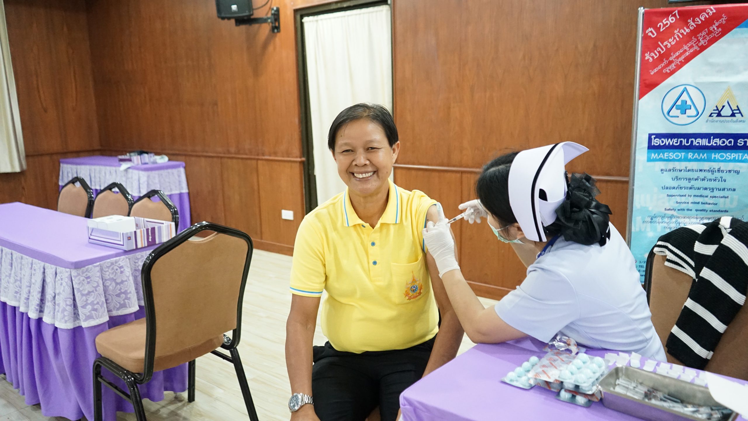 โรงเรียนสรรพวิทยาคม ร่วมกับโรงพยาบาลแม่สอดรามกิจกรรมฉีดวัคซีนไข้หวัดใหญ่ ๔ สายพันธ์